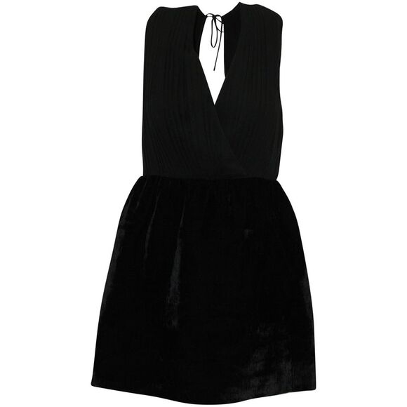 Alice + Olivia Open Back-Tie Dress in Black Silk